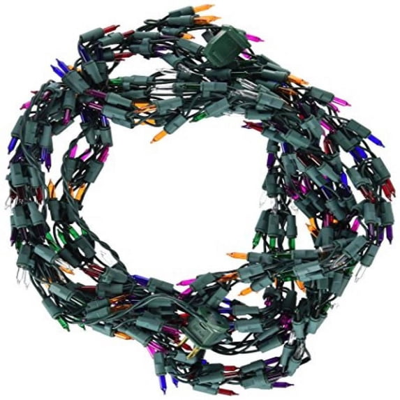 9' Christmas Light Garland with 300 Multi-Color Mini Lights - Green Wire