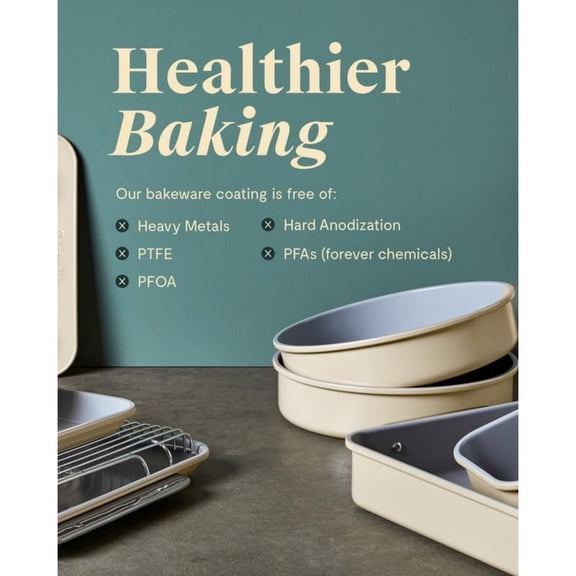 9 Circle Pan - Non-Stick Ceramic Coating - Free From Forever Chemicals - Perfect for Birthday Cakes, Tartes, & More - Cream