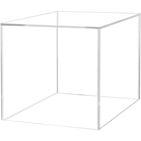 9" Clear Acrylic Display Box, 1 Open Side, No Lid - Versatile Square Riser for Retail, Collectibles, Storage - No Assembly