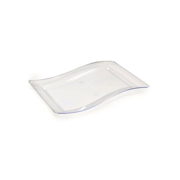 9" Clear Rectangular Wave Luncheon Plastic Plates 10ct.