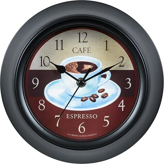 La Crosse Clock 9-Inch Caf Analog Quartz Wall Clock, 404-3623C