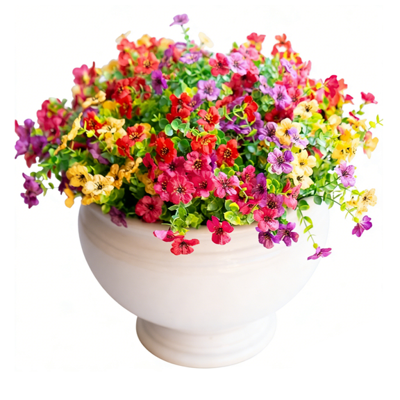 9 Color Artificial Flower Set, UV Resistant Colorful Fake Flowers, Decorative Bouquet for Home Garden Party Wedding Decor, 6 12 24 Count Options