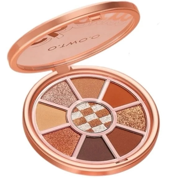O.TWO.O 9-Color Eyeshadow Palette, Matte & Shimmer Warm Neutral Shades, Long-Lasting Waterproof Vegan Eye Makeup