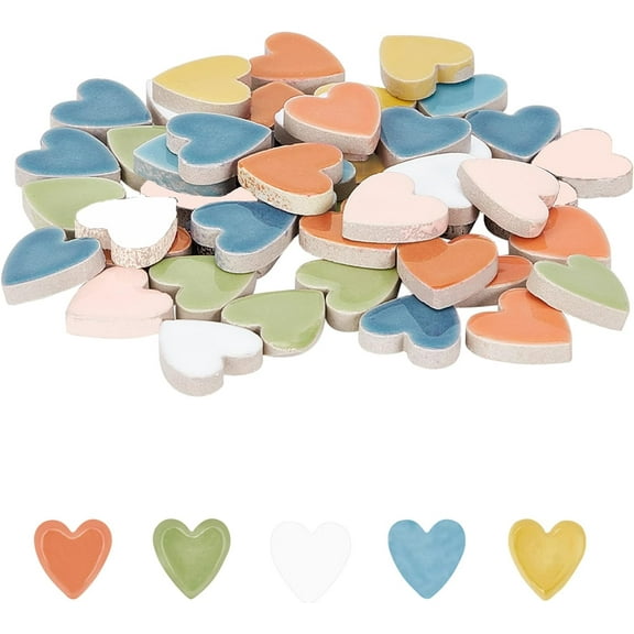9 Color Heart Ceramic Mosaic Pieces Colorful Stained Ceramic Mosaic Tiles