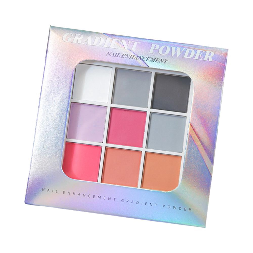 Gradient Powder 9-Color Solid Gradient Nail Powder - Durable Long-Lasting Color, Fine ...