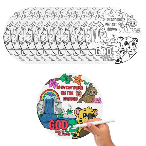 9" Color Your Own Rainforest VBS God Created All Things Wheel Craft Kit - Makes 12