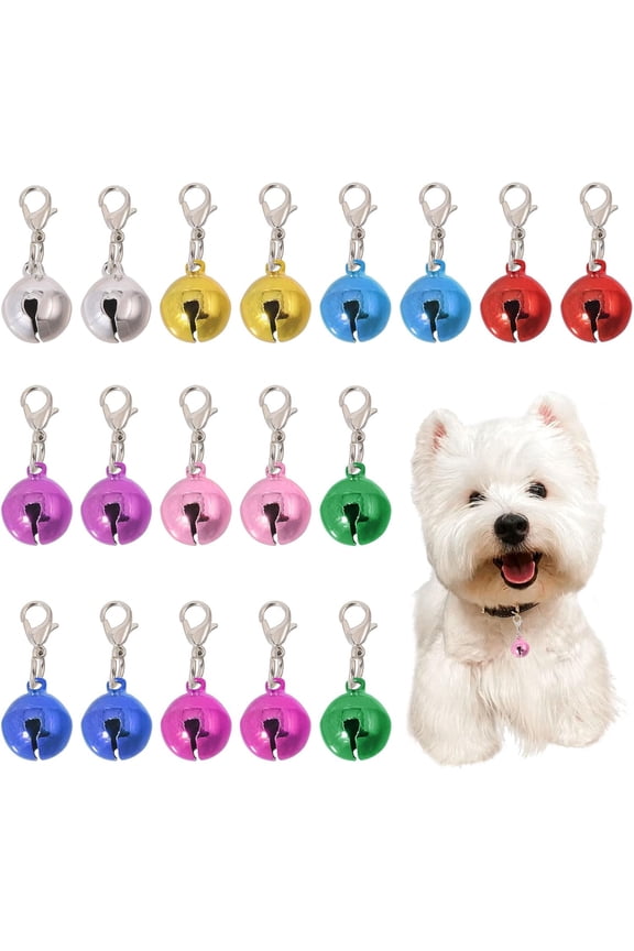 9 Colors 18Pcs Dog Collar Bells Glossy Pet Jingle Bell Collar Charms Assorted Colors Pet Mini Bells Collar Accessories with Clasps Mixed Color