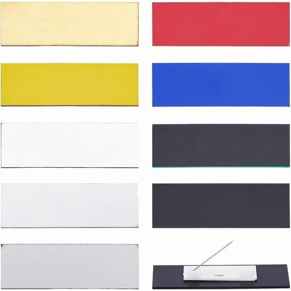 9 Colors 18Pcs Engraved Name Tags Plastic Name Badge Blank 2.93x0.96x0.05Inch Engraved Personalized Tag with Pin for Name Mixed Color