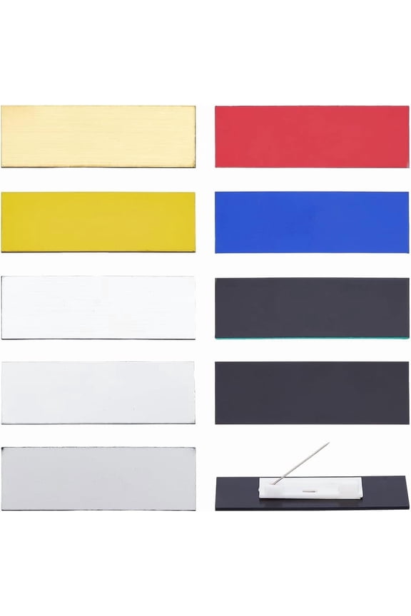 9 Colors 18Pcs Engraved Name Tags Plastic Name Badge Blank 2.93x0.96x0.05Inch Engraved Personalized Tag with Pin