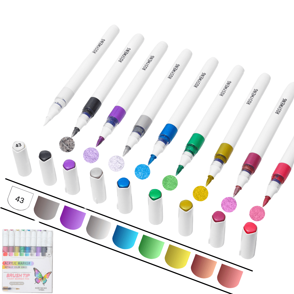 9 Colors Acrylic Paint Markers, Direct Liquid Acrylic Marker Pen with ...