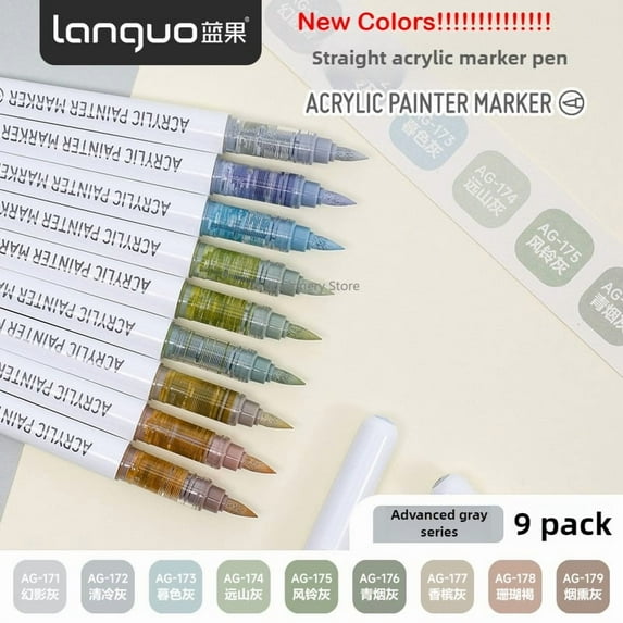 9 Colors Direct Liquid Acrylic Marker Soft Brush Paint Pen For Manga Graffiti Crafts Art Stationery