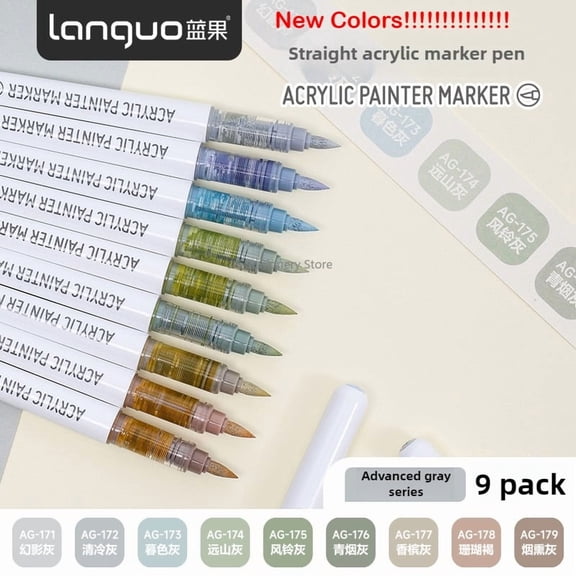 9 Colors Direct Liquid Acrylic Marker Soft Brush Paint Pen For Manga Graffiti Crafts Art Stationery