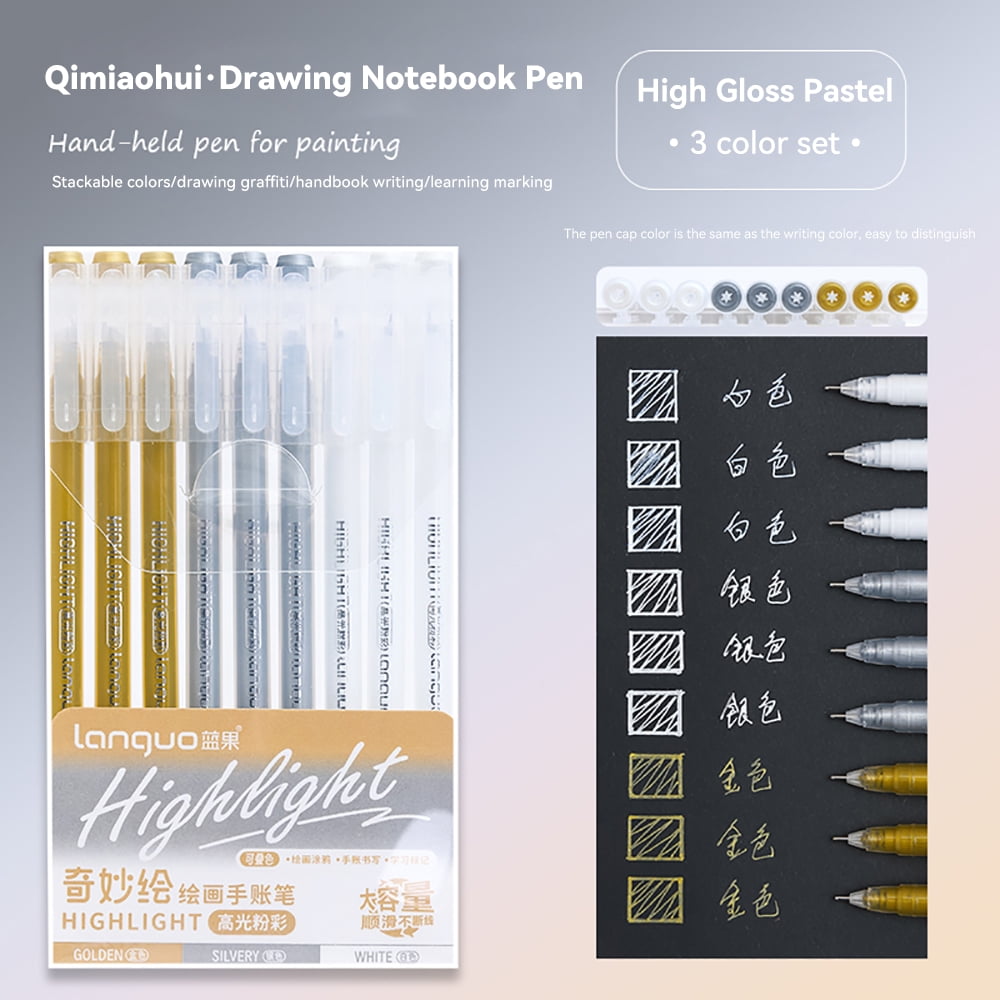 9 Colors Gel Pens for Drawing, 0.5mm Fine Point Pen, Diary Scrapbook ...