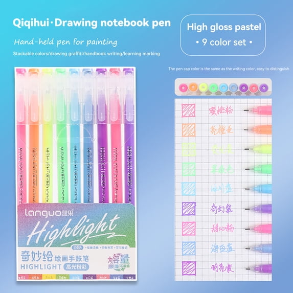 9 Colors Gel Pens for Drawing, 0.5mm Fine Point Pen, Diary Scrapbook Painting DIY Gel Pen Set Coloring Book Drawing Doodling Pen