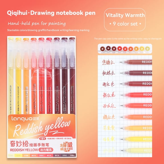 9 Colors Gel Pens for Drawing, 0.5mm Fine Point Pen, Diary Scrapbook Painting DIY Gel Pen Set Coloring Book Drawing Doodling Pen