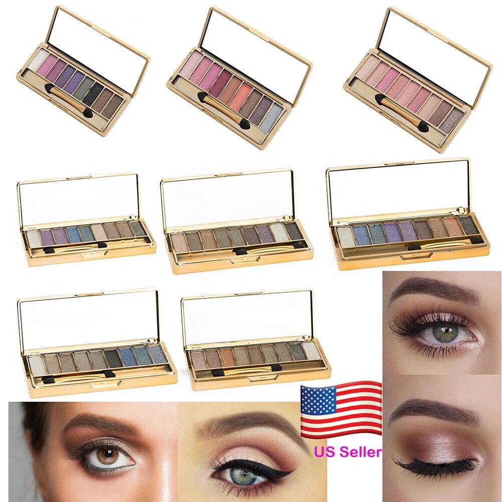 9 Colors Glitter Eyeshadow Eye Shadow Palette & Makeup Cosmetic Brush ...