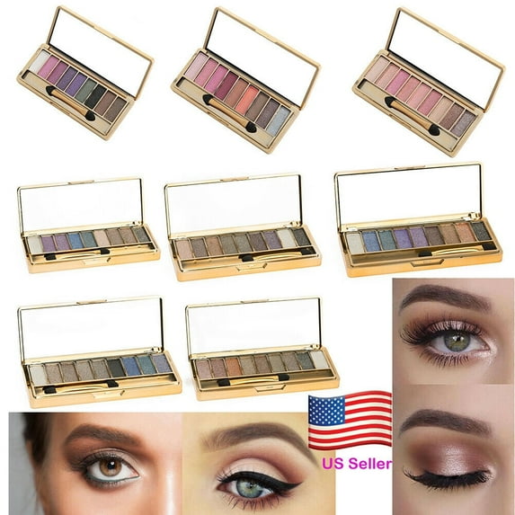 9 Colors Glitter Eyeshadow Eye Shadow Palette & Makeup Cosmetic Brush Set