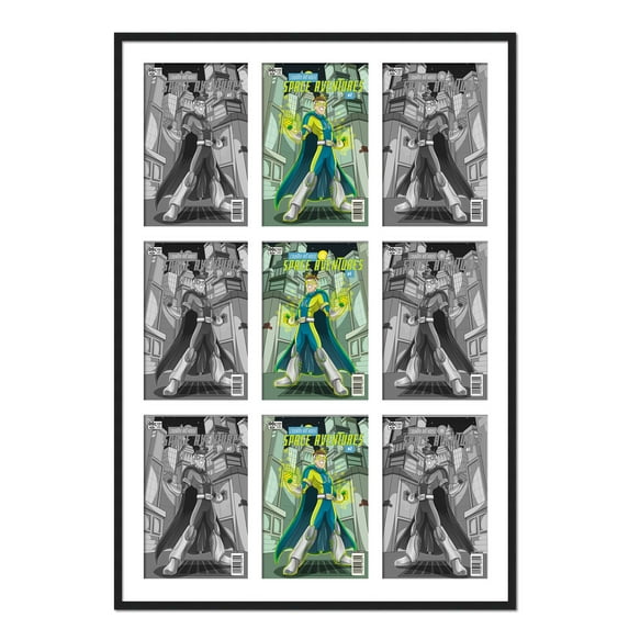 9 Comic Book Frame Black Collage Comic Book Frame with White Mat to Display 9 Bronze Age Comic