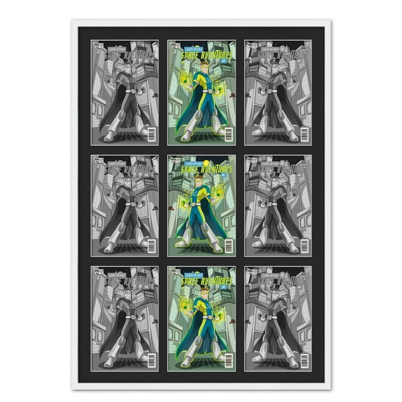 9 Comic Book Frame White Collage Comic Book Frame with Black Mat to Display 9 Bronze Age Comic