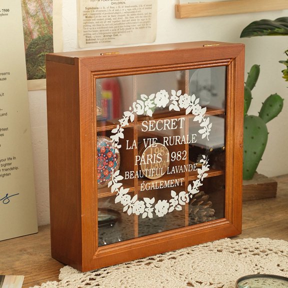 9 Compartment Wooden Tea Storage Organizer Square Clear Acrylic Display For Storing Coffee And Organizing Kitchen Pantry