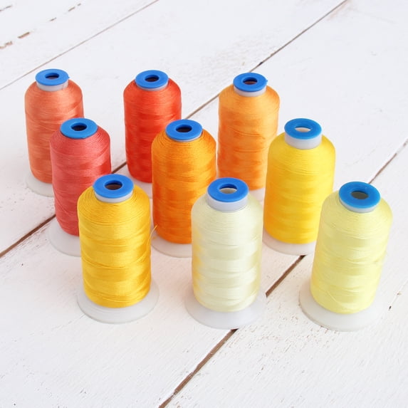 9 Cone Sunrise Color Builder Polyester Thread Set by Threadart - 1000m Cones - Brilliant Finish - For Machine Embroidery