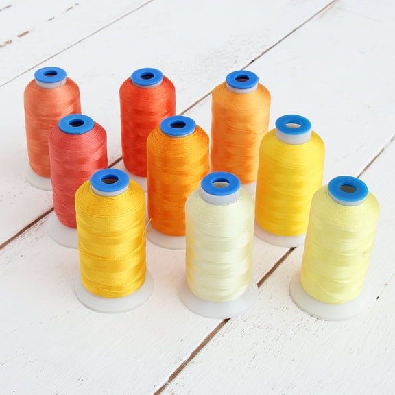 9 Cone Sunrise Color Builder Polyester Thread Set by Threadart - 1000m Cones - Brilliant Finish - For Machine Embroidery