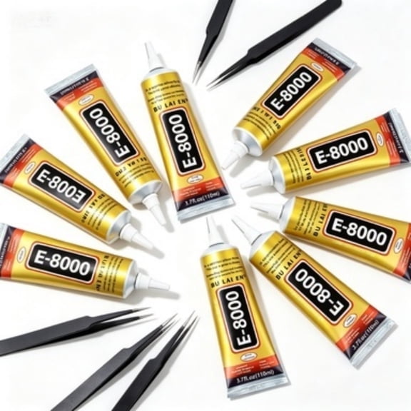 9 Count 110ml E-8000 Transparent Elastic Glue, Anti-Clog Nozzle Design, Strong Bond for Plastic, Shoes, Rhinestones, Phone Repair and Daily Craft Projects