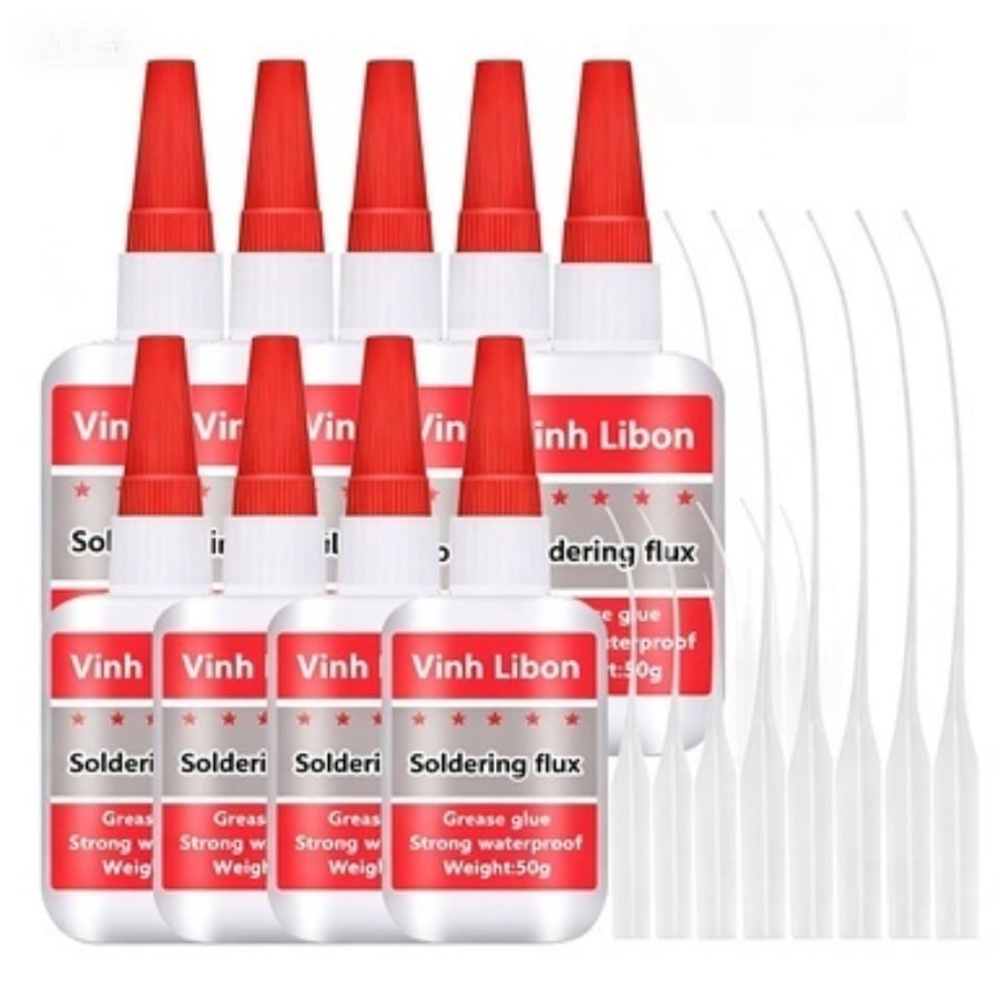 9 Count High Strength Oily Welding Super Adhesive Glue Kit, 50ml Clear Soldering Flux Glue, Fast Curing Waterproof Heavy Duty Multi-Material Repair Glue