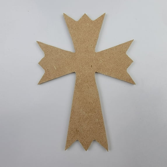 9"Craft Wall Cross #48, Unfinished Wood Art Shape by Wooden Craft Cutouts, 1-4 Thickness