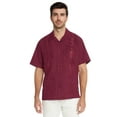thumbnail image 1 of 9 Crowns Essentials Men's Guayabera Button Down Shirt (Burgundy, Medium), 1 of 4