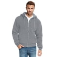 thumbnail image 1 of 9 Crowns Essentials Mens Full Zip Sherpa Lined Fleece Hoodie Jacket (H Grey, Large), 1 of 4