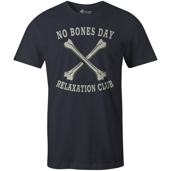 9 Crowns Funny Noodles No Bones Pug T-shirt (Large, NoBone-Navy)