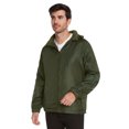 thumbnail image 1 of 9 Crowns Maximos Men's Water Resistant Fleece Lined Wind Rain Hooded Jacket (Dark Olive, Large), 1 of 4