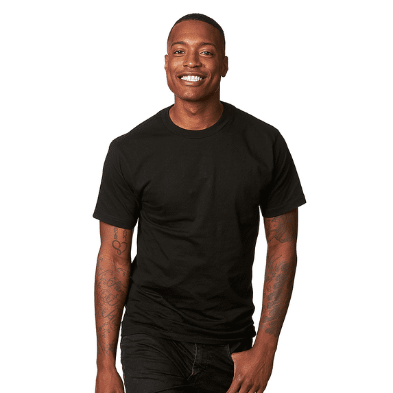 9 Crowns Men's Big and Tall Premium Heavy Weight Short Sleeve T-shirt (Black, 5XL)