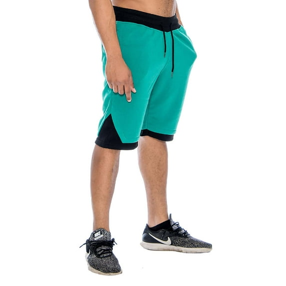 9 Crowns Men's Casual Gym Basketball Sweat Shorts (Jade/Black, XX-Large)
