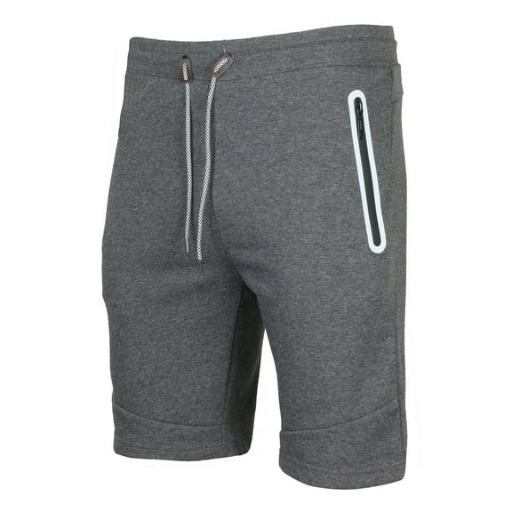 9 Crowns Men's Casual Zipper Pockets French Terry Gym Shorts (Grey, Large)