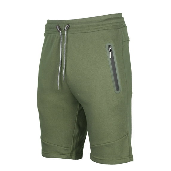 9 Crowns Men's Casual Zipper Pockets French Terry Gym Shorts (Olive, XX-Large)