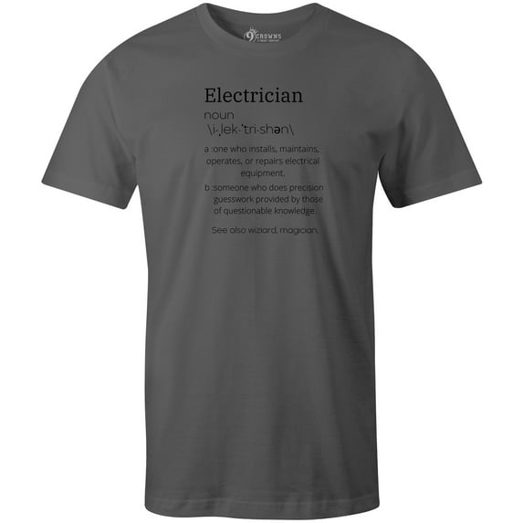 9 Crowns Men's Electrician Definition Funny T-shirt (Electricandef-Metal, 3XL)