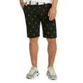 thumbnail image 1 of 9 Crowns Men's Flat Front Flamingo Palm Stretch Belted Casual Shorts (30, Black/White), 1 of 3