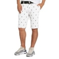 thumbnail image 1 of 9 Crowns Men's Flat Front Flamingo Palm Stretch Belted Casual Shorts (34, White/Black), 1 of 3