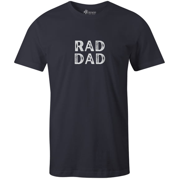 9 Crowns Men's Graphic Tee Funny Rad Dad Fathers Day T-shirt (Raddad1-Navy, Large)