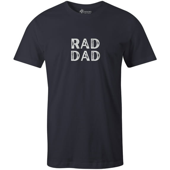 9 Crowns Men's Graphic Tee Funny Rad Dad Fathers Day T-shirt (Raddad1-Navy, Medium)