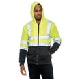 thumbnail image 1 of 9 Crowns Men's Hi Viz Reflective Sherpa Lined Work Safety Hoodie Jacket (Safety Green/Black, Small), 1 of 2