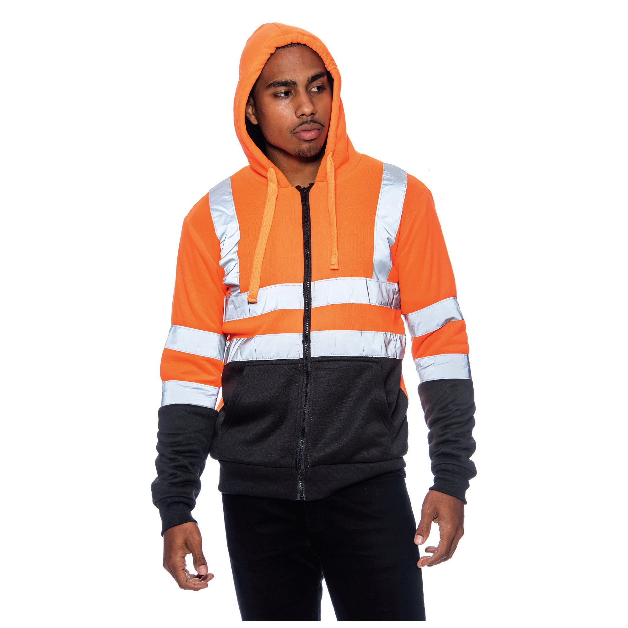 9 Crowns Men's Hi Viz Reflective Sherpa Lined Work Safety Hoodie Jacket  (Safety Orange/Black, Medium) - Walmart.com