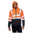 thumbnail image 1 of 9 Crowns Men's Hi Viz Reflective Sherpa Lined Work Safety Hoodie Jacket (Safety Orange/Black, Small), 1 of 2