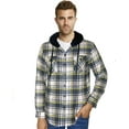 thumbnail image 1 of 9 Crowns Men's Lightweight Plaid Flannel Shirt (D-Char/Yellow, XXL), 1 of 3