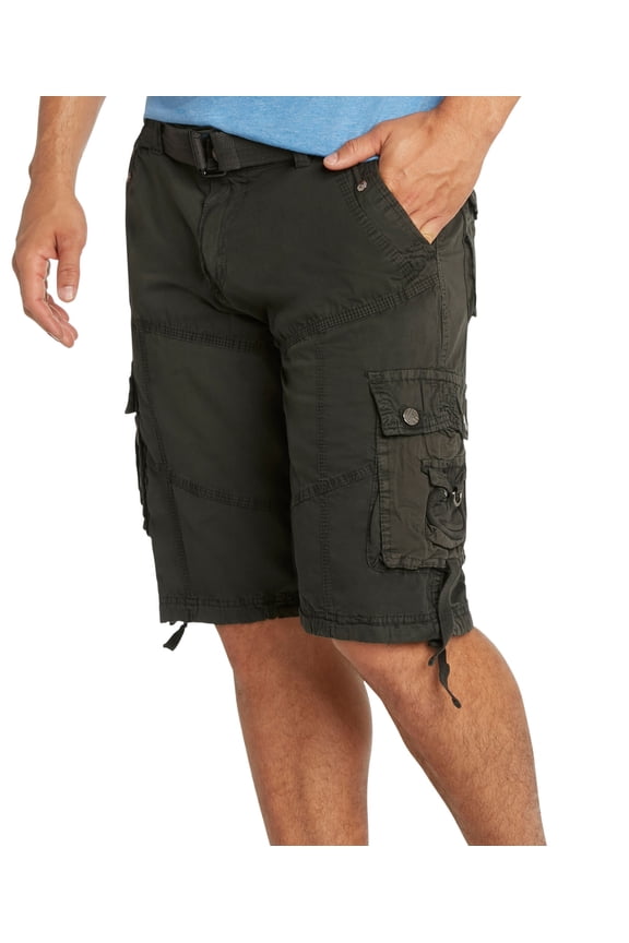 Men's Military Belted Cargo Shorts (30, Charcoal Grey)