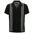 thumbnail image 1 of 9 Crowns Men's Modern Fit Short Big & Tall Sleeve Guayabera Button Down Shirt (XL, Black/Grey1), 1 of 3