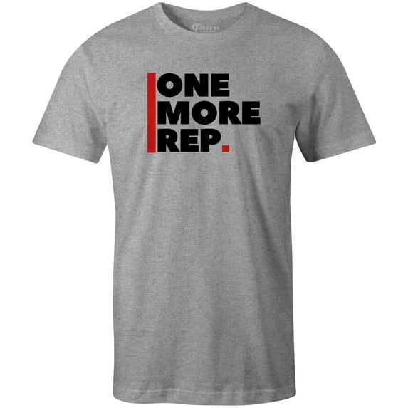 9 Crowns Men's One More Rep Funny T-shirt (Grey, 2XL)