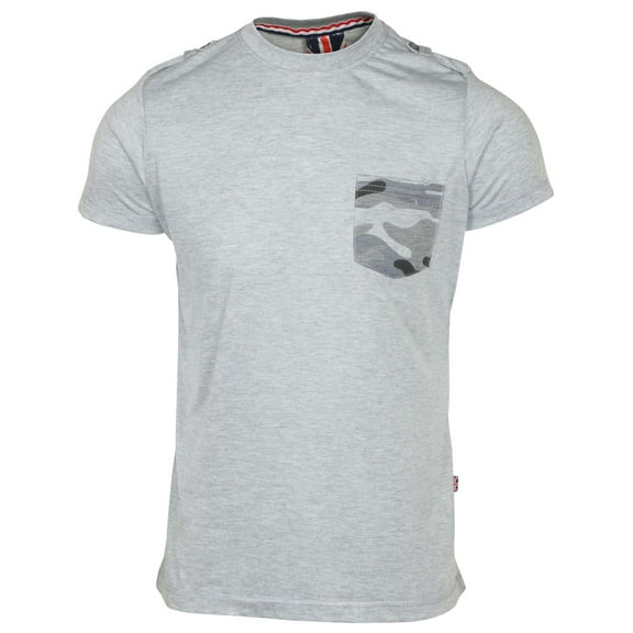 9 Crowns Men's Pocket Short Sleeve Casual Tee (Large, Heather Grey/Camo)